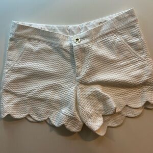 Lilly Pulitzer White Scalloped High Waist Shorts